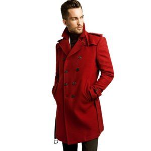 Zara Man Moda Sports Men's Double Breasted Red Trench Coat Medium NEW WITH TAGS
